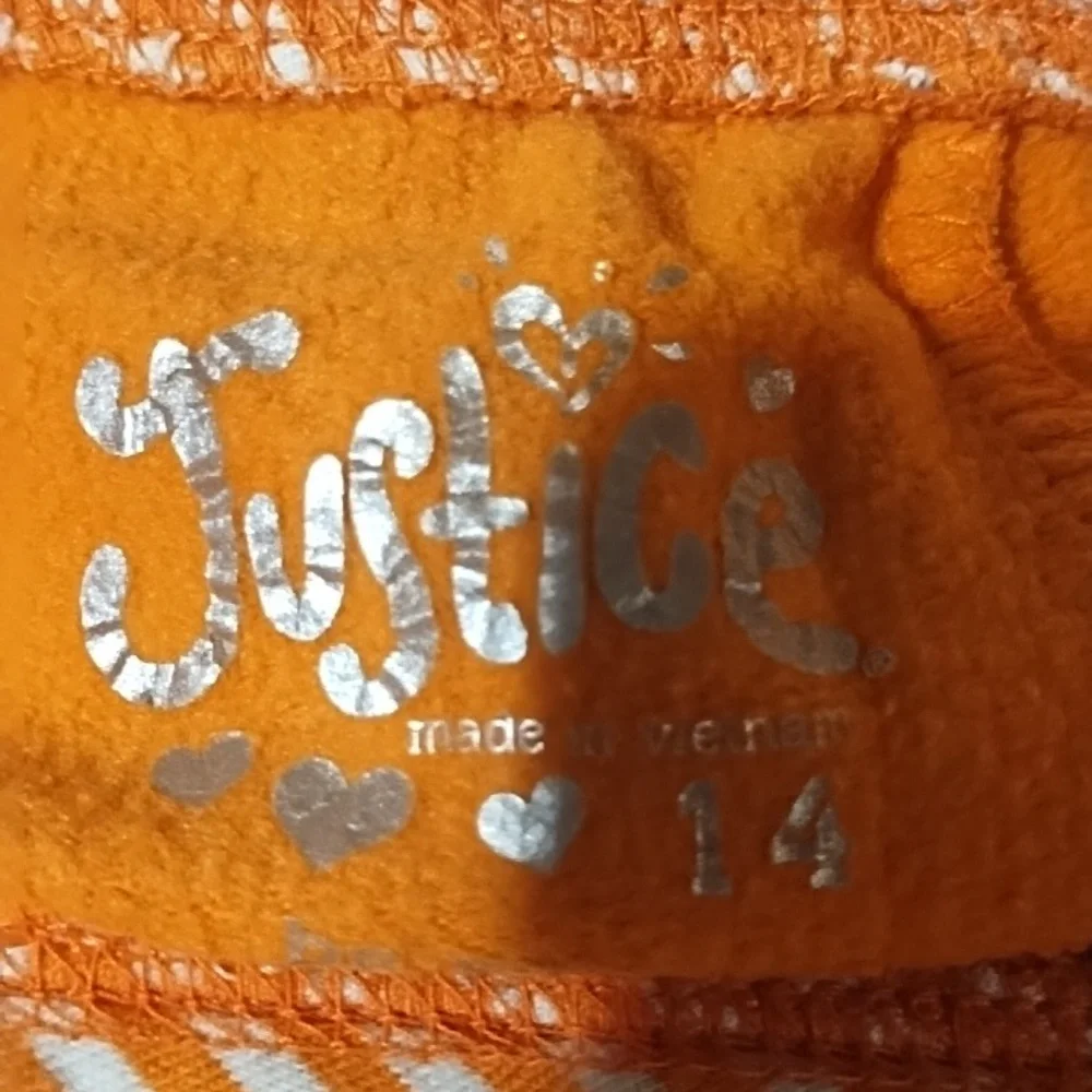 Justice Orange Sweatpants with Text Graphics